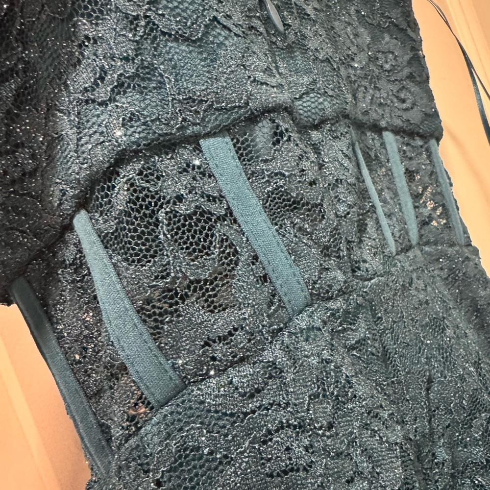 Hoco Elegant Lace Teal Dress View 5